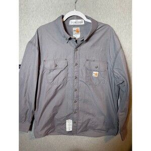 Carhartt FR Flame Resistant Work Shirt Men's XL RG Gray Button Up Long Sleeve